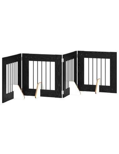 Cancello per cani con supporti 4 pcs Rovere Nero 60 x 60 cm