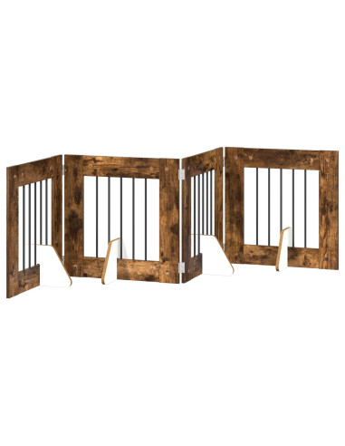 Cancello per cani con supporti 4 pcs Rovere Fumo 60 x 60 cm