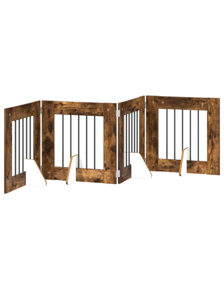 Cancello per cani con supporti 4 pcs Rovere Fumo 60 x 60 cm