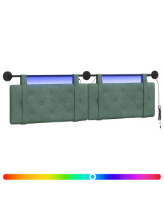 Testiera sospesa Con luce LED Verde Mare Velluto 2