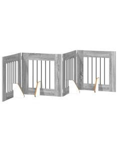 Cancello per cani con supporti 4 pcs Grigio Sonoma 60 x 60 cm 2