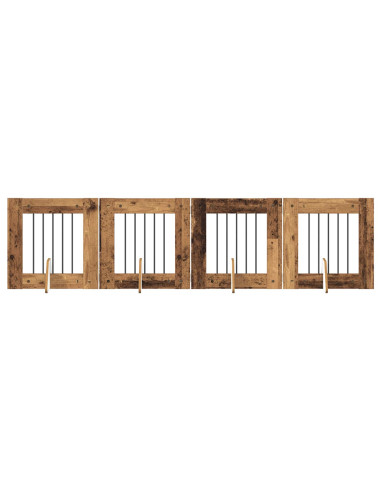 Cancello per cani con supporti 4 pcs Legno antico 60 x 60 cm
