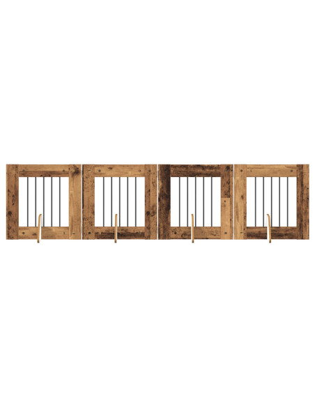 Cancello per cani con supporti 4 pcs Legno antico 60 x 60 cm