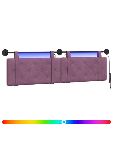 Testiera sospesa Con luce LED Viola Velluto