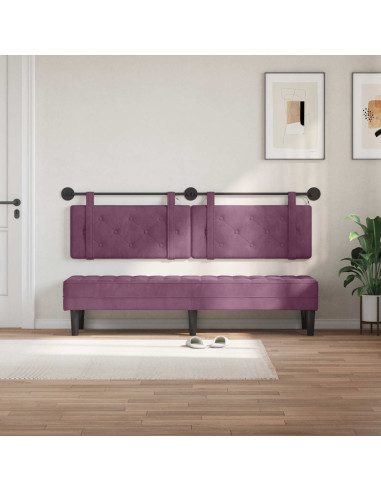 Testiera sospesa Con luce LED Viola Velluto