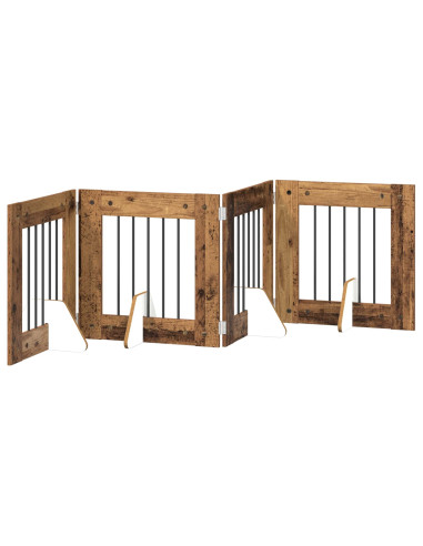 Cancello per cani con supporti 4 pcs Legno antico 60 x 60 cm