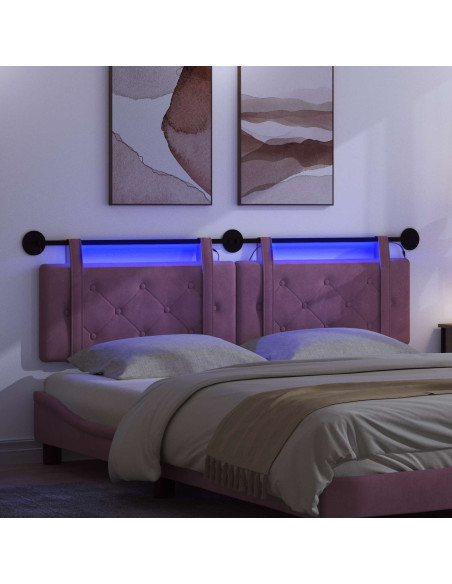 Testiera sospesa Con luce LED Viola Velluto