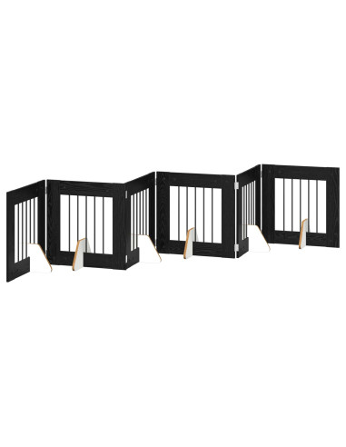 Cancello per cani con supporti 6 pcs Rovere Nero 60 x 60 cm