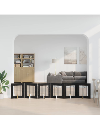 Cancello per cani con supporti 6 pcs Rovere Nero 60 x 60 cm