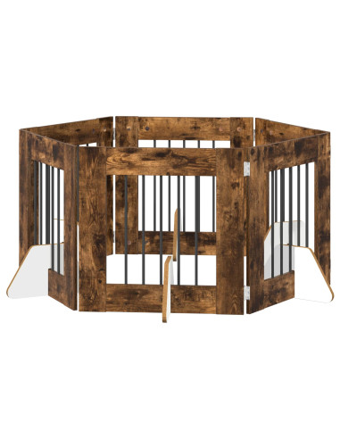 Cancello per cani con supporti 6 pcs Rovere Fumo 60 x 60 cm
