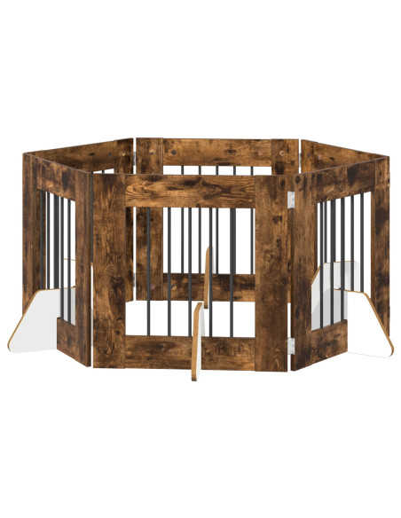 Cancello per cani con supporti 6 pcs Rovere Fumo 60 x 60 cm
