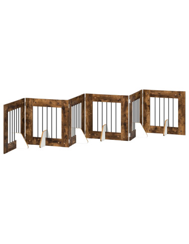 Cancello per cani con supporti 6 pcs Rovere Fumo 60 x 60 cm