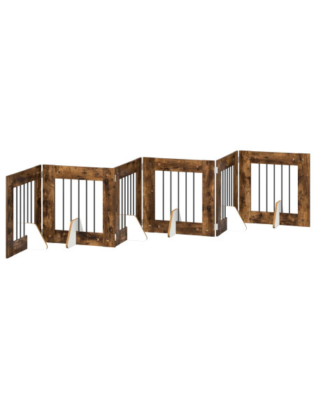 Cancello per cani con supporti 6 pcs Rovere Fumo 60 x 60 cm