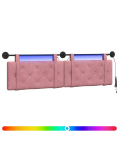 Testiera sospesa Con luce LED Rosa Velluto 2
