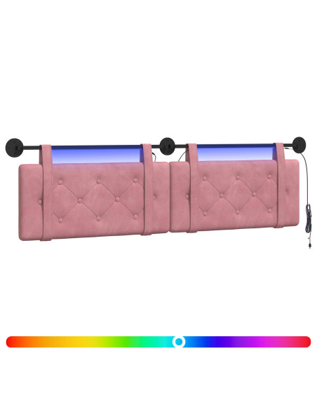 Testiera sospesa Con luce LED Rosa Velluto