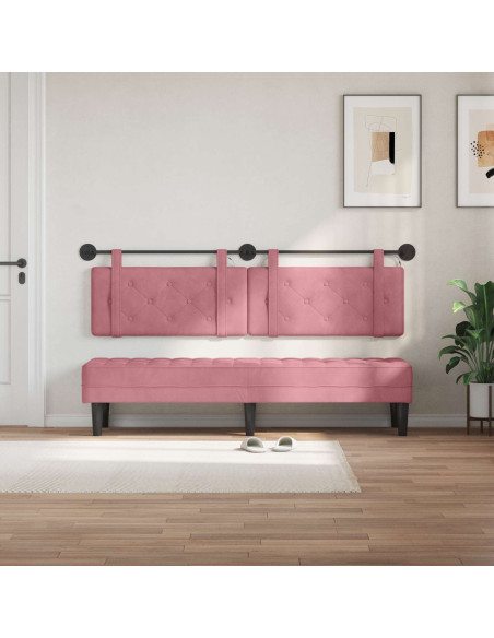 Testiera sospesa Con luce LED Rosa Velluto