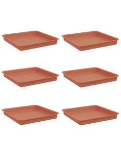 Vassoio Quadrato per Fiori 6 pcs Rosso Mattone 18 x 18 x 2 cm 2