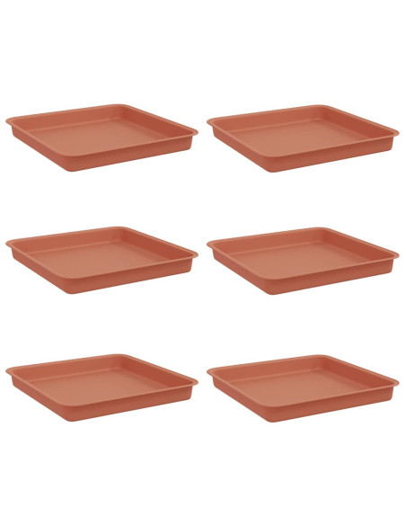 Vassoio Quadrato per Fiori 6 pcs Rosso Mattone 18 x 18 x 2 cm