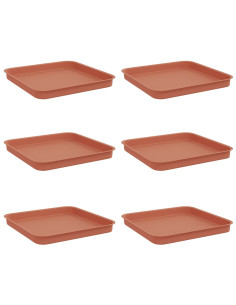 Vassoio Quadrato per Fiori 6 pcs Rosso Mattone 21 x 21 x 2 cm 2