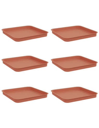 Vassoio Quadrato per Fiori 6 pcs Rosso Mattone 21 x 21 x 2 cm