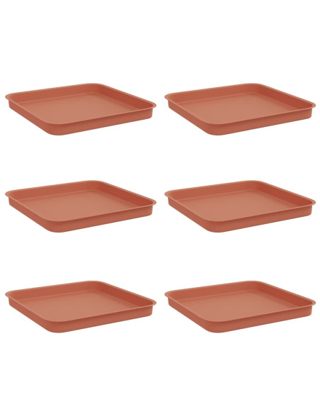 Vassoio Quadrato per Fiori 6 pcs Rosso Mattone 21 x 21 x 2 cm