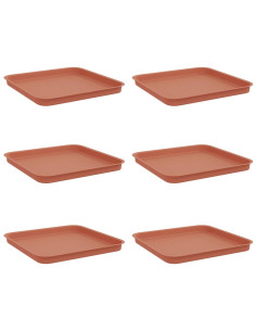 Vassoio Quadrato per Fiori 6 pcs Rosso Mattone 32 x 32 x 2,5 cm 2