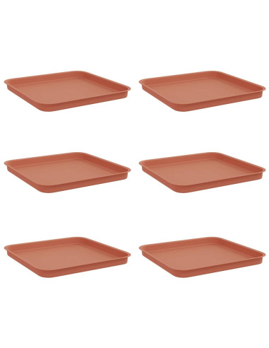 Vassoio Quadrato per Fiori 6 pcs Rosso Mattone 32 x 32 x 2,5 cm