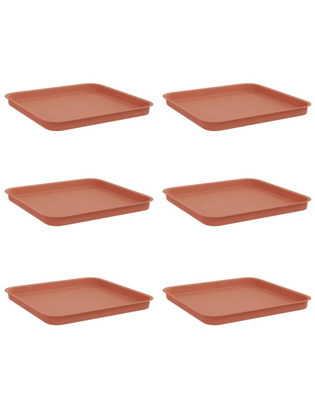 Vassoio Quadrato per Fiori 6 pcs Rosso Mattone 32 x 32 x 2,5 cm