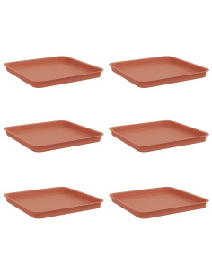 Vassoio Quadrato per Fiori 6 pcs Rosso Mattone 36 x 36 x 2.5 cm 2