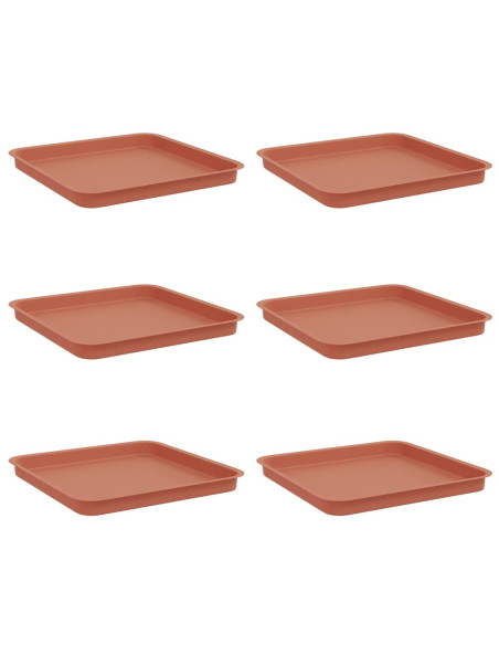 Vassoio Quadrato per Fiori 6 pcs Rosso Mattone 36 x 36 x 2.5 cm