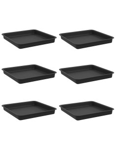 Vassoio Quadrato per Fiori 6 pcs Nero 18 x 18 x 2 cm Plastica 2
