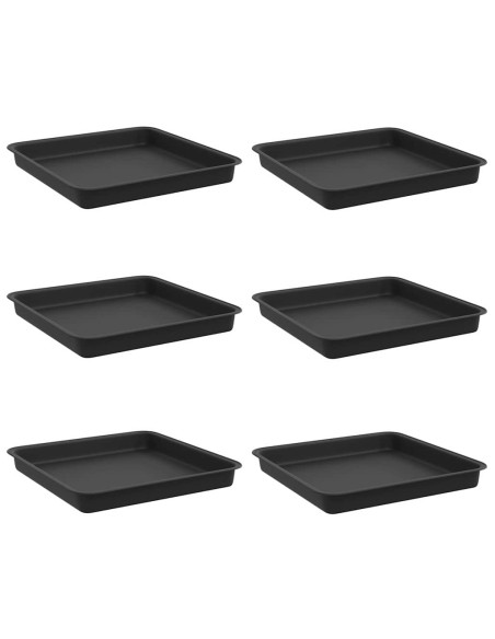 Vassoio Quadrato per Fiori 6 pcs Nero 18 x 18 x 2 cm Plastica