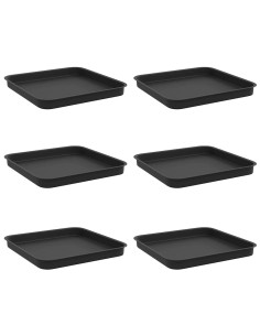 Vassoio Quadrato per Fiori 6 pcs Nero 21 x 21 x 2 cm Plastica 2