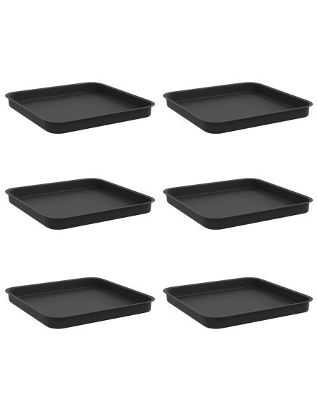 Vassoio Quadrato per Fiori 6 pcs Nero 21 x 21 x 2 cm Plastica