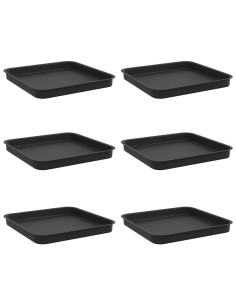 Vassoio Quadrato per Fiori 6 pcs Nero 25,5 x 25,5 x 2,5 cm 2