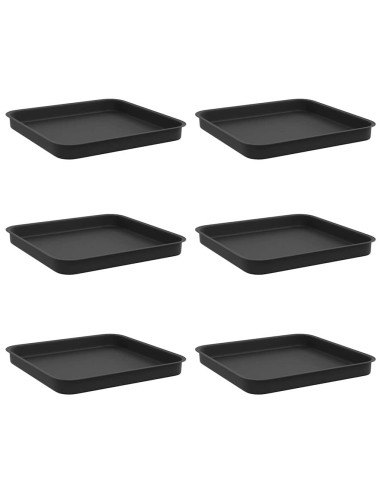 Vassoio Quadrato per Fiori 6 pcs Nero 25,5 x 25,5 x 2,5 cm