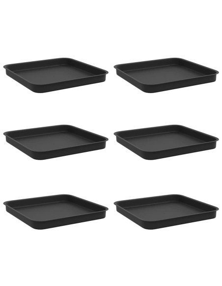 Vassoio Quadrato per Fiori 6 pcs Nero 25,5 x 25,5 x 2,5 cm