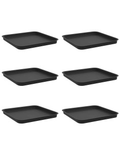 Vassoio Quadrato per Fiori 6 pcs Nero 32 x 32 x 2,5 cm Plastica 2