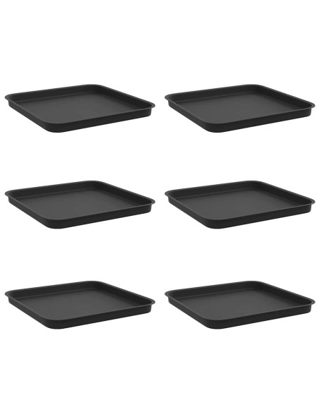 Vassoio Quadrato per Fiori 6 pcs Nero 32 x 32 x 2,5 cm Plastica