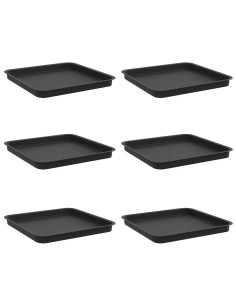 Vassoio Quadrato per Fiori 6 pcs Nero 36 x 36 x 2.5 cm Plastica 2