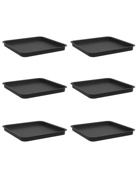 Vassoio Quadrato per Fiori 6 pcs Nero 36 x 36 x 2.5 cm Plastica