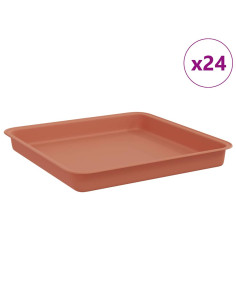 Vassoio Quadrato per Fiori 24 pcs Rosso Mattone 18 x 18 x 2 cm 2