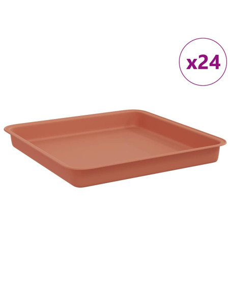 Vassoio Quadrato per Fiori 24 pcs Rosso Mattone 18 x 18 x 2 cm