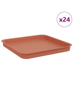 Vassoio Quadrato per Fiori 24 pcs Rosso Mattone 21 x 21 x 2 cm 2