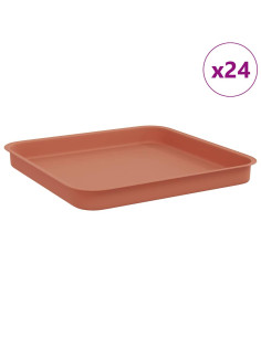 Vassoio Quadrato per Fiori 24 pcs Rosso Mattone Plastica 2