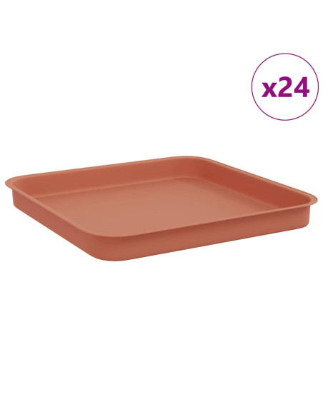 Vassoio Quadrato per Fiori 24 pcs Rosso Mattone Plastica