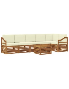 Set divani 7 pcs Naturale e Crema Legno di Acacia Massello 2