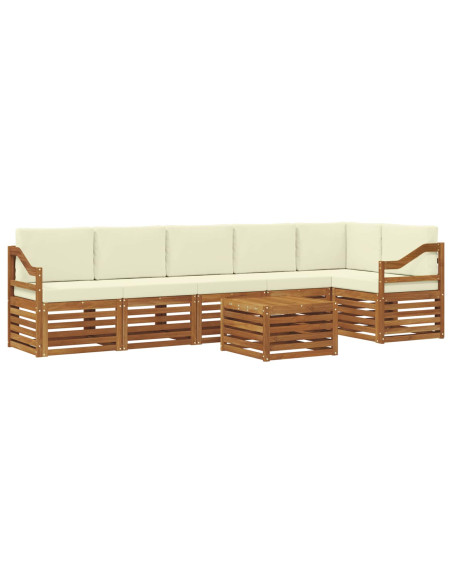 Set divani 7 pcs Naturale e Crema Legno di Acacia Massello