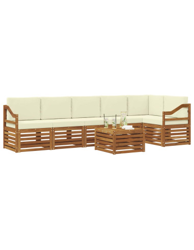 Set divani 7 pcs Naturale e Crema Legno di Acacia Massello