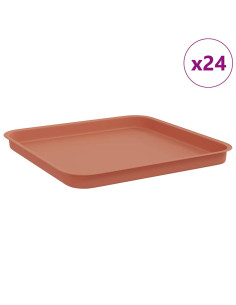Vassoio Quadrato per Fiori 24 pcs Rosso Mattone Plastica 2